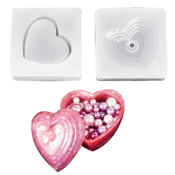 

Diy Heart Shapes Silicone Storage Box Mold Resin Mould Jewelry Casting Craft Tools