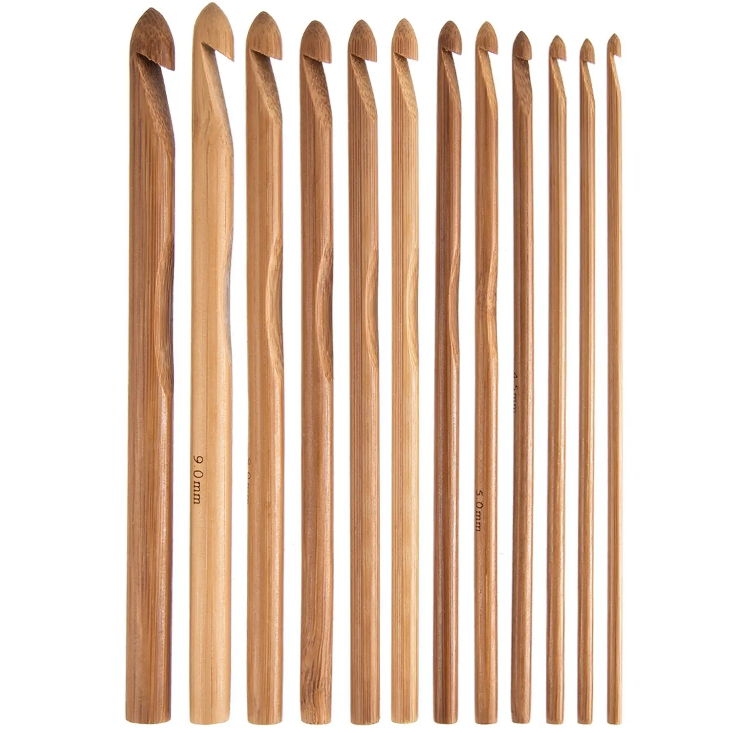 

15 Pieces Hooks Wooden Bamboo Needle Set Hand Knitting Needles Crafts Needles