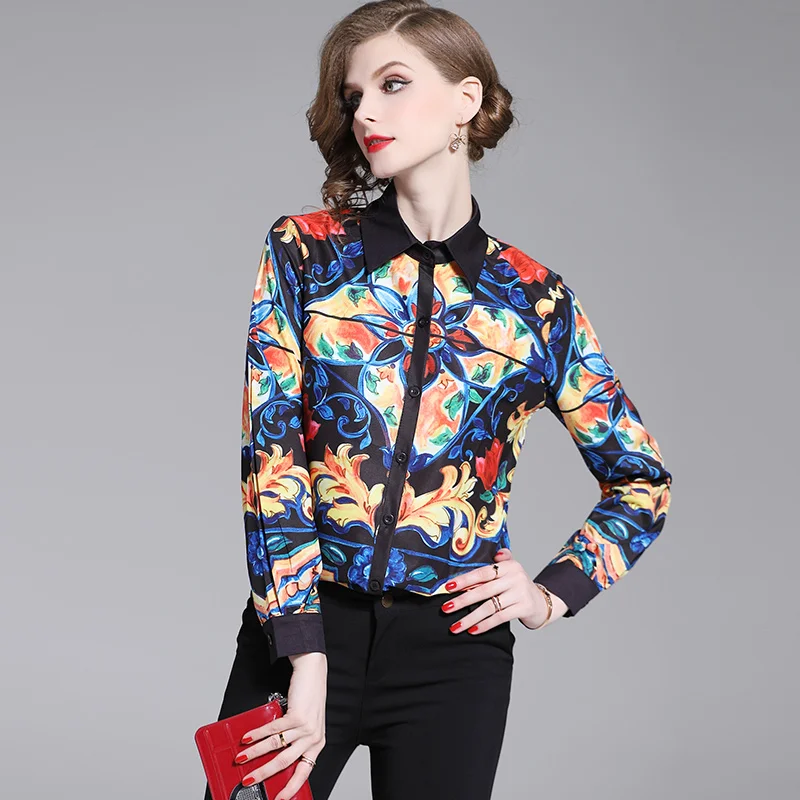 

Banulin 2019 Spring Long Sleeve Shirts Womens Tops And Blouses Vintage Shirt Runway Blouse Chemise Femme Manche Longue B3159