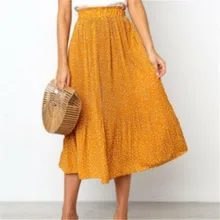 Для женщин эластичные плиссированные юбки с завышенной талией с цветочным принтом, облегающая юбка Женская Новое богемное Модное Длинное Jupes Лидер продаж