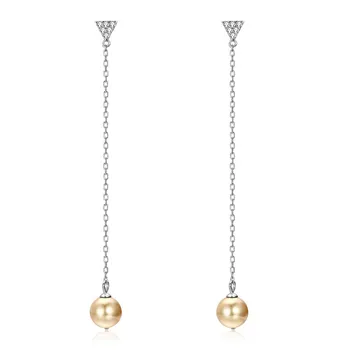 

Fashion Women Girls Long Chain Pearl Earrings 925 Sterling Silver Crystals From Swarovski Dangle Earrings Jewelry Gift