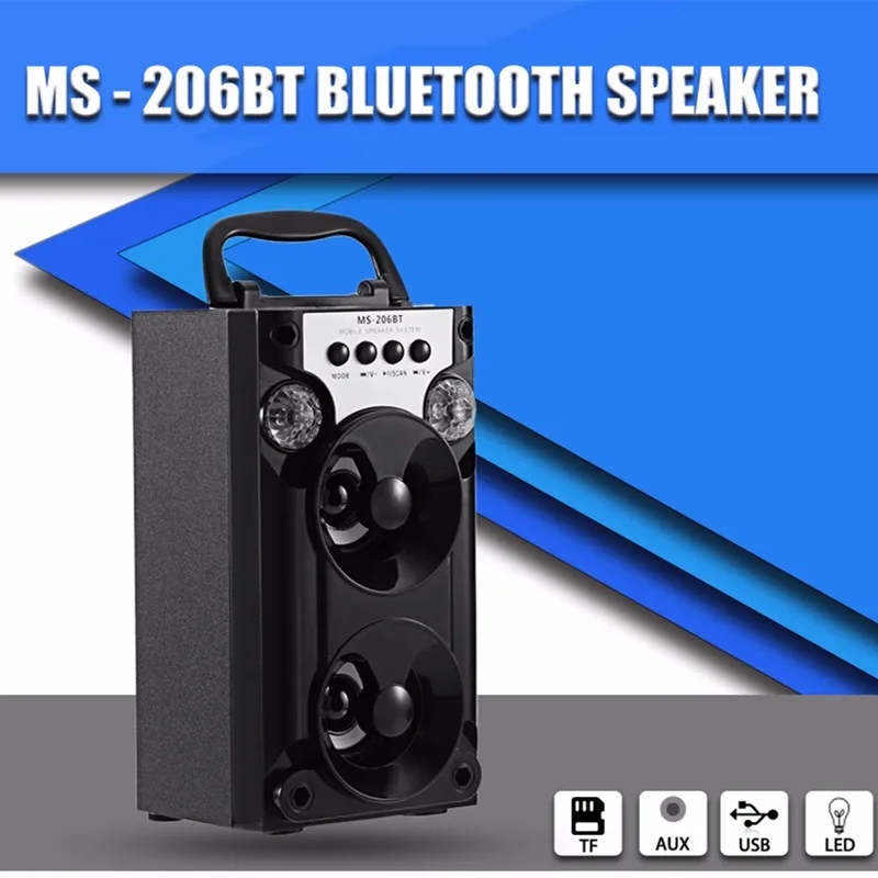 GBTIGER MS-206BT Bluetooth беспроводной динамик портативный мини беспроводной Bluetooth громкий динамик Поддержка FM радио TF карта светодиодный Shinning