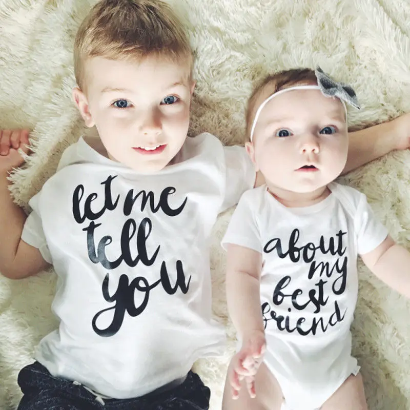 

Toddler Kids Newborn Baby Boys Summer Clothes Big Brother T shirt Little Brother Rompers Cotton Baby Boy Clothing