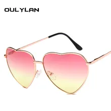 Oulylan милые Солнцезащитные очки в форме сердца, женские металлические градиентные солнцезащитные очки, женские модные летние пляжные вечерние очки, подарок