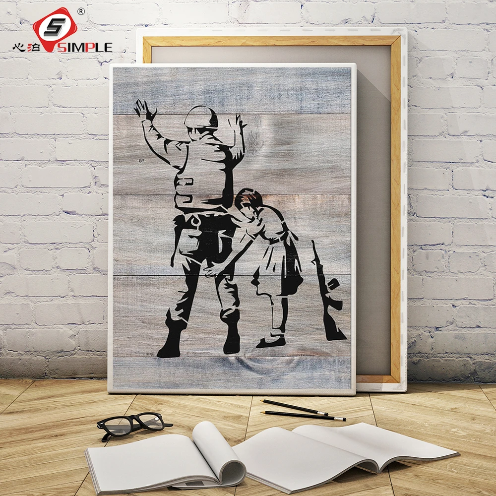 Simple Irony Girl Search Soldier Prints Banksy Street Art Painting Graffiti Wall Art Poster Decor For Home Unframed Painting Calligraphy Aliexpress