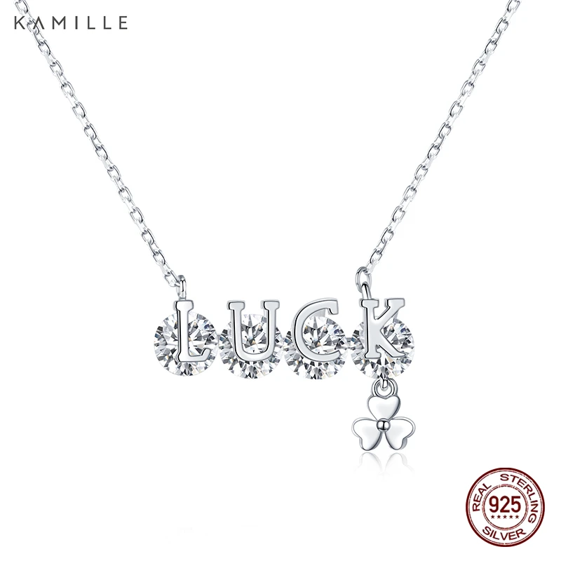 

Kamille 925 Sterling Silver Necklace Luck Clover Pendant Necklaces For Women Short Chain Jewelry Birthday Valentine's Day Gift