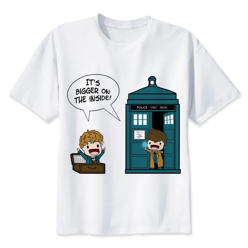 

Doctor Who t shirt men cartoon 2018 it's bigger on the inside cool funny white tshirt print T-shirt men Tees O-Neck