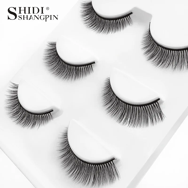 

SHIDISHANGPIN 3 Pairs Cross Natural Long False Eyelashes Handmade Fake eyelashes Winged Lashes Extension Makeup Maquiagem X09