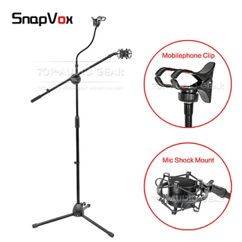 

Floor Microphone Stand Mobile Phone Clip Mic Holder Spider Shock Mount For AUDIO TECHNICA AT2020 AT2050 AT2035 AT 2020 2050 2035