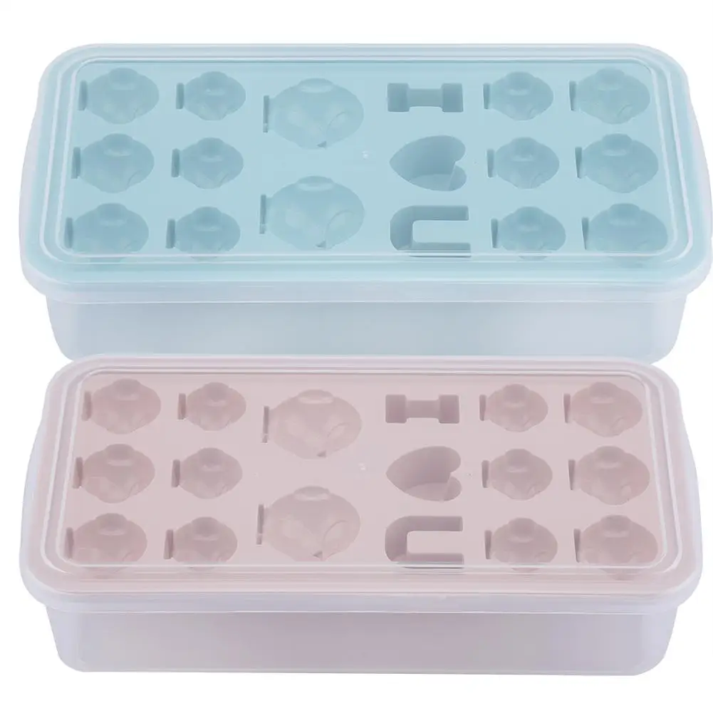 

Silicone Ice Cube Tray with Lid Kitchen DIY Fruit Milk Shake Maker Mould