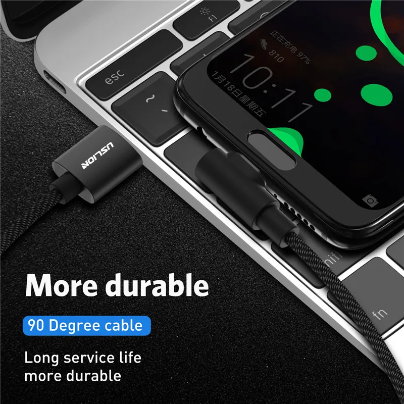 USLION 3A Магнитный кабель usb c Micro type C кабель для быстрой зарядки type-C магнитное зарядное устройство для samsung xiaomi 90 градусов для iPhone X