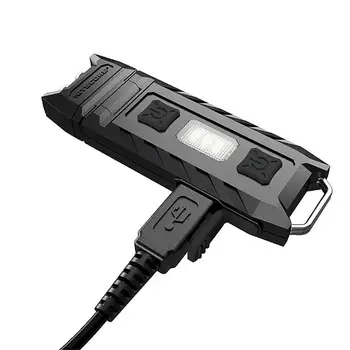 

120 Degree USB Rechargeable 85 Lumens Red And White Dual Light Source LED Key Chain Light Tilting Work Light Clip
