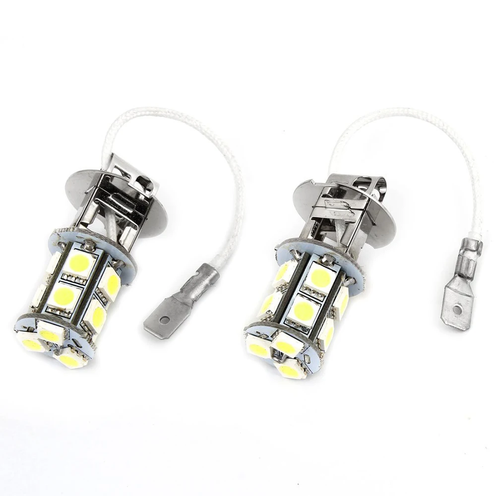 

2 Pieces H3 5050 13 LED Car White DRL Fog Light Bulb Spotlight DC 12V