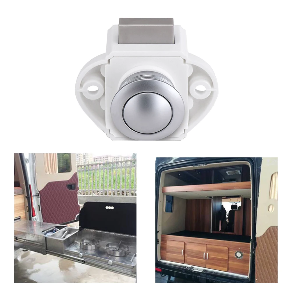 

1 Pcs Push Button Latch Keyless Cabinet Latch Lock for RV Caravan Cupboard Door