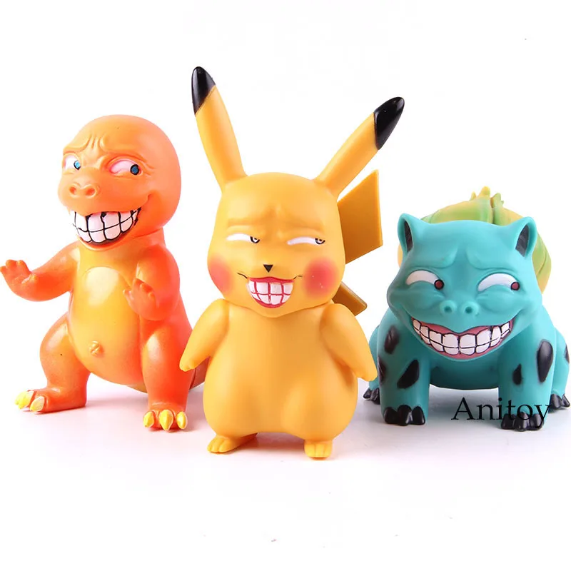 

Game Freak Wretched Pikachu Bulbasaur Charmander PVC Action Figure Collectible Model Toy 3pcs/set