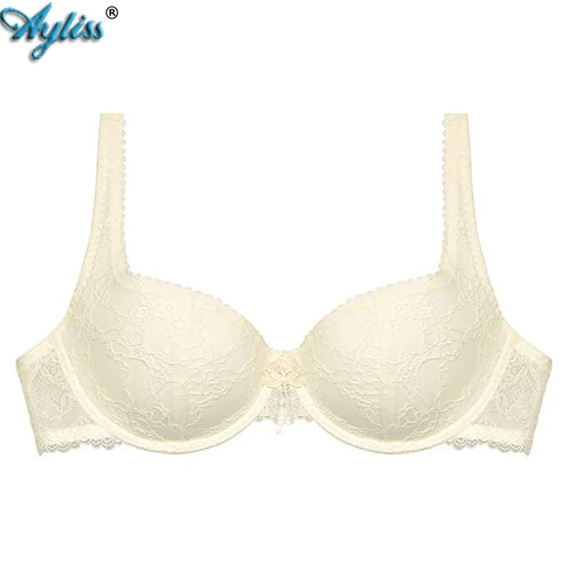 

Ayliss Latest High quality 1pc Women's Underwire Beige Bra Comfort Lace Bra for Everyday Floral Cotton Cup Bras Style Charm