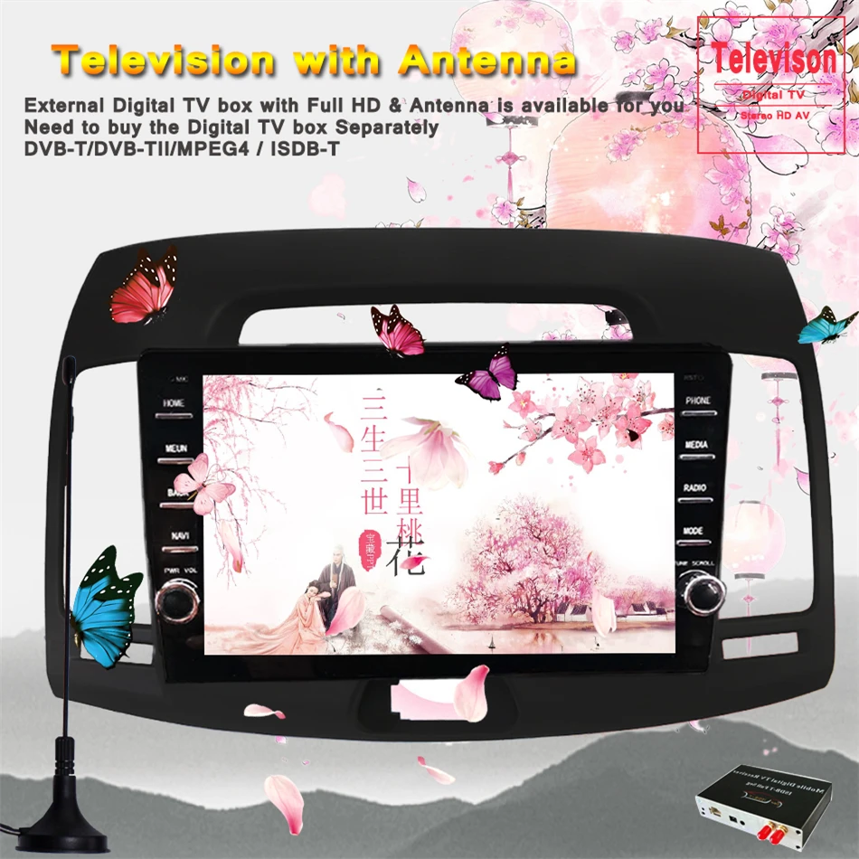 Восьмиядерный android 10 0 2 din автомобильный dvd мультимедийный плеер для Hyundai Elantra 2007 2012