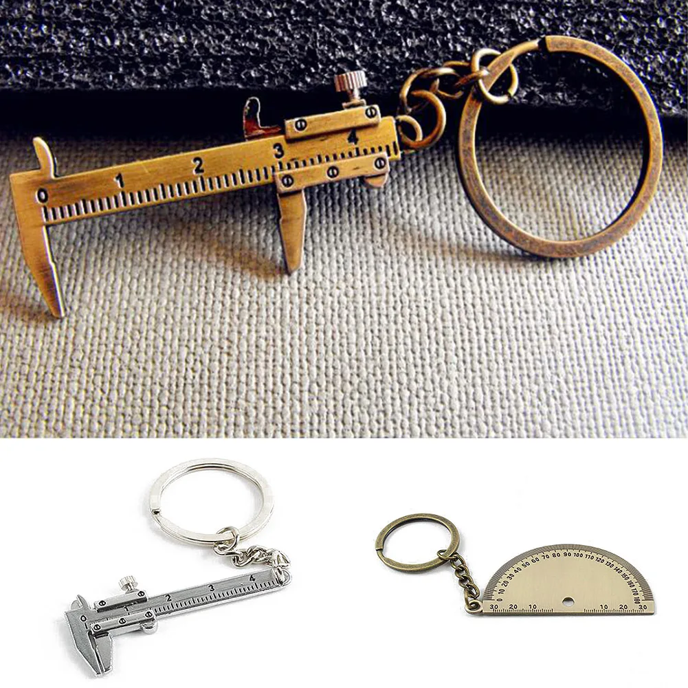 

Useful Mini Vernier Caliper Tool Pendant Slider Slides Keyring Golden Light Gold 2019 New Fashion Hot Sale Fun Key Chain 10Cm