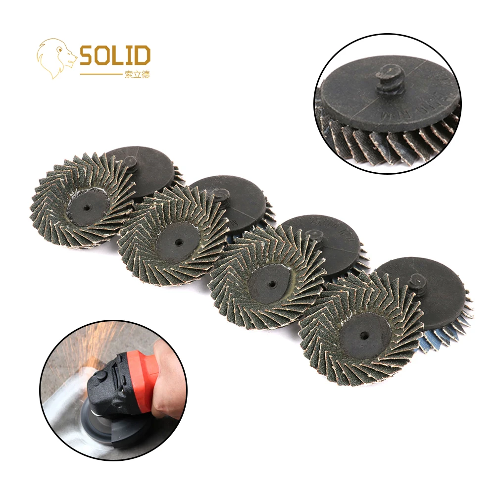 5Pcs 2" 60# Abrasive Flap Disc Wheel Type R Roloc Grinding Flap Disc Threaded Twist Lock for Derusting and Grinding Metal 55mm