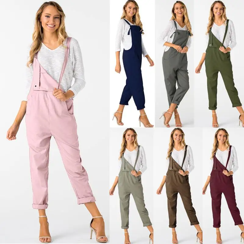 Monos de talla grande para mujer, peto informal, peto, Pantalones rectos  largos de verano, monos sin mangas de cintura alta, monos 2020 - AliExpress  Ropa de mujer