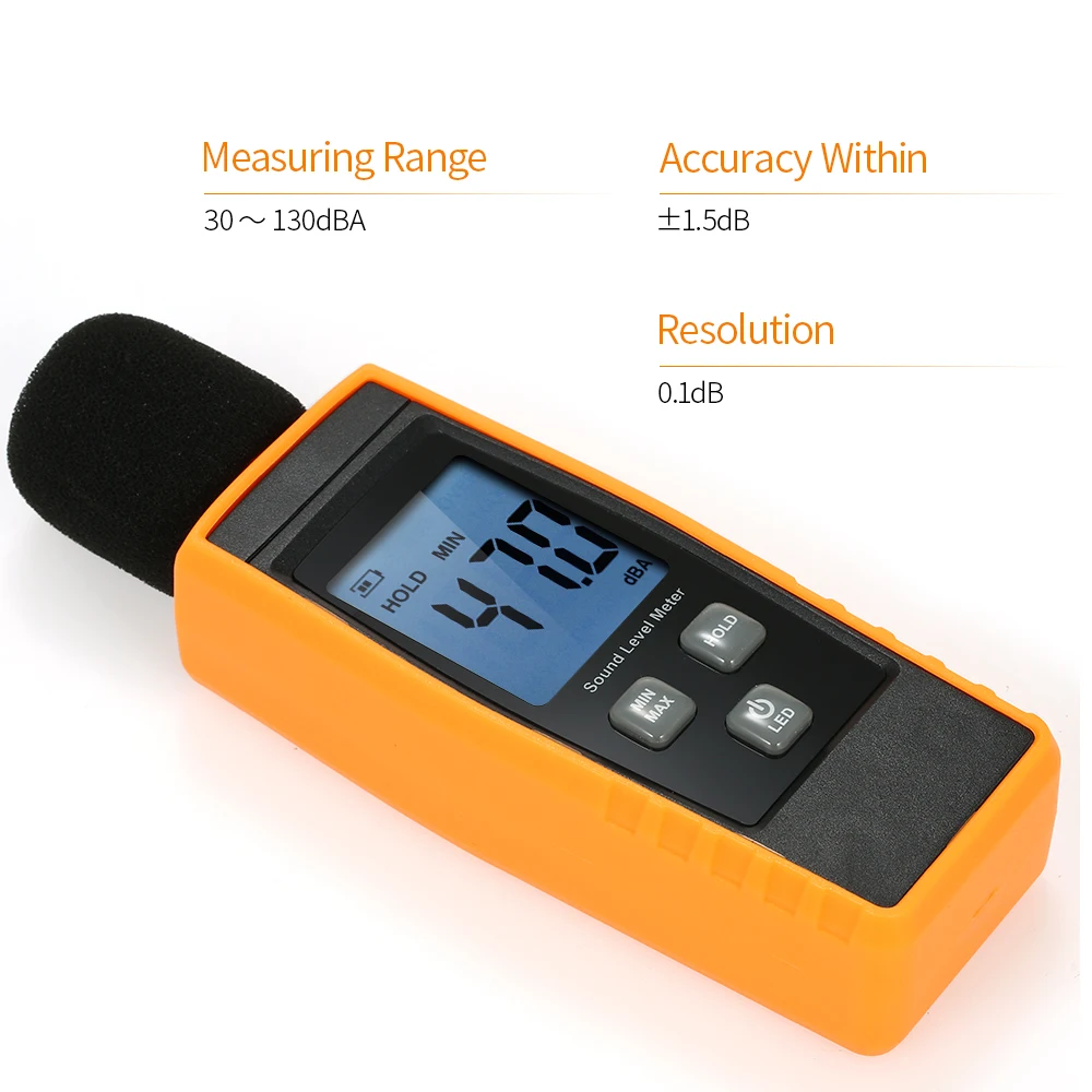 ЖК-цифровой измеритель уровня звука дБ метров 30-130dBA измерительный инструмент шума децибел контрольный тестер
