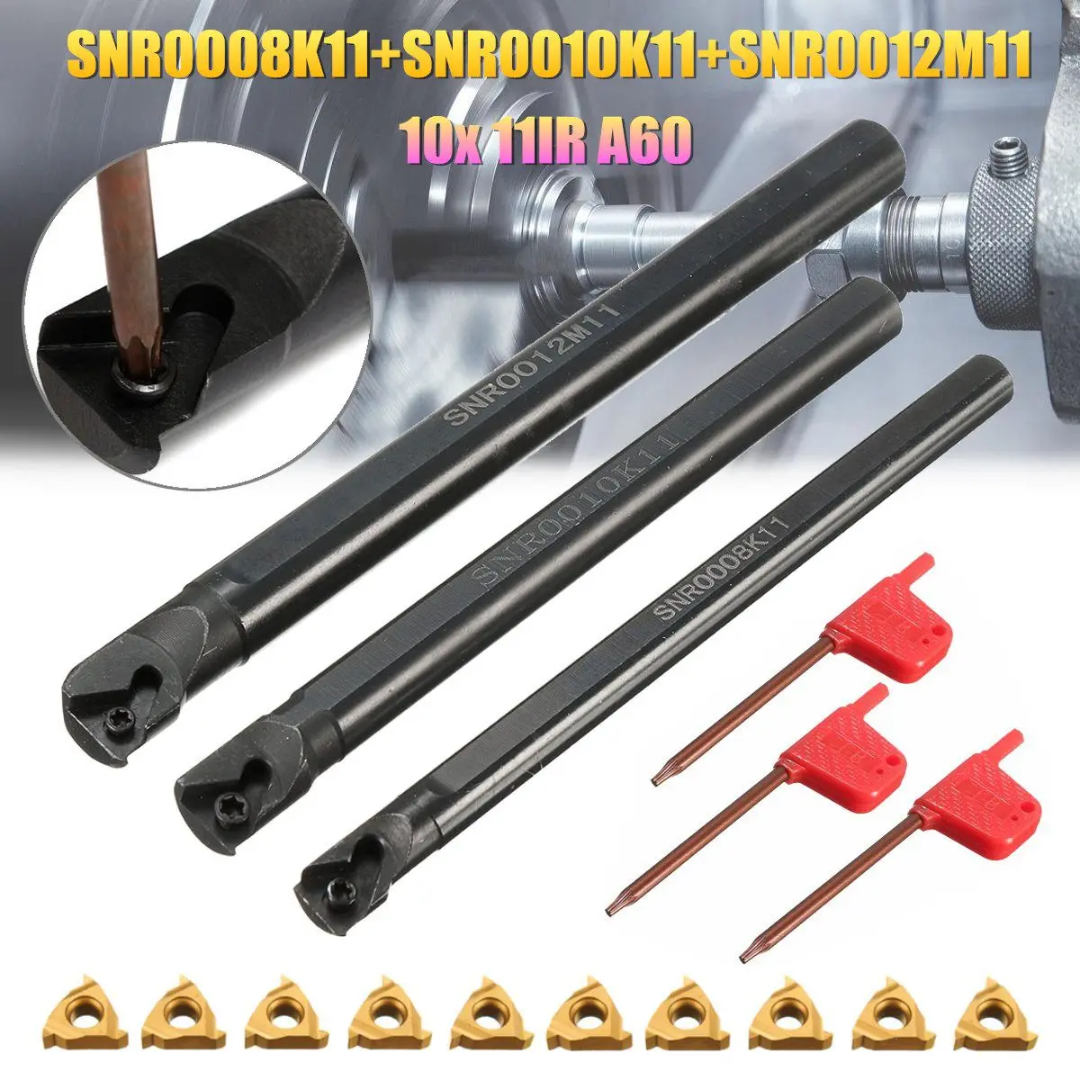 SER1212H11 3PCS SER1616H16 SER1010H11 CNC Lathe Exteral Turing Tool Holder Set Boring Bar