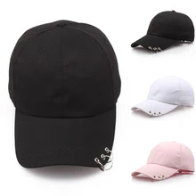 Бейсбольная кепка с кольцами, модная кепка в стиле панк, хип-хоп, хлопковая кепка, Кепка с железным кольцом, регулируемая бейсболка