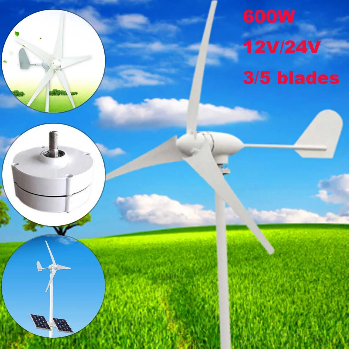 

600W 12/24V Wind Generator Automatic Latern Generator With 600W Wind Controller For Hybrid Streetlight