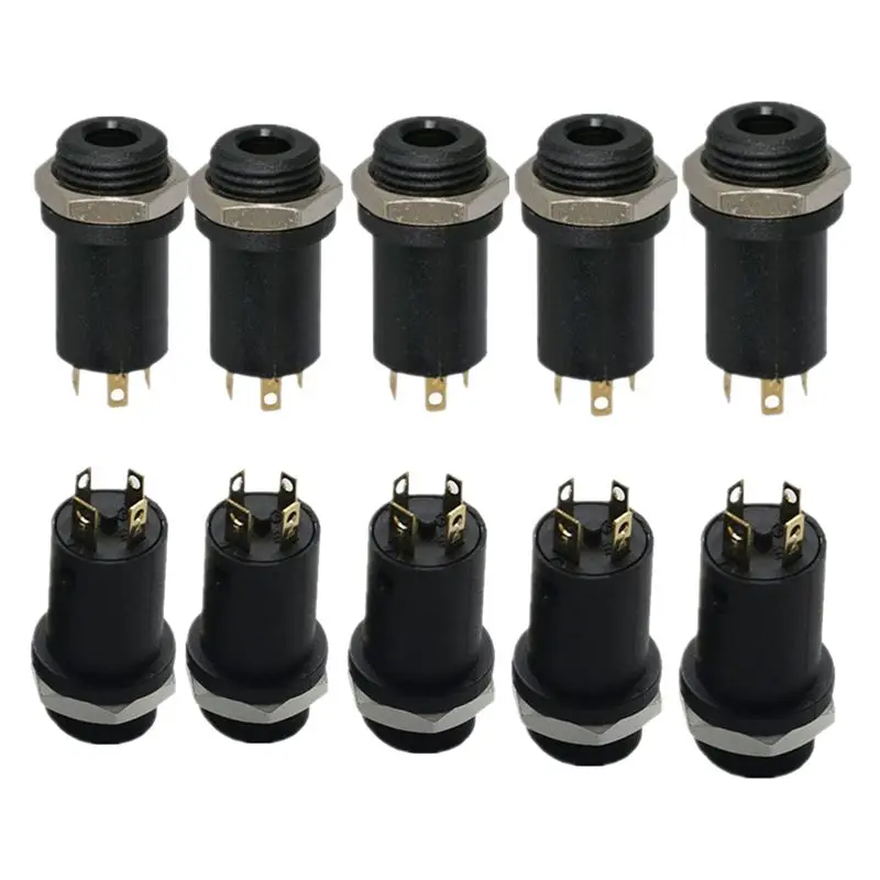 

10PCS 3.5MM Mini Stereo Female Panel Mount Headphone Jack Solder, Black 4 Conductor