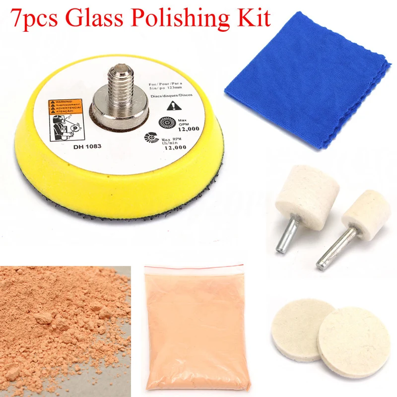 

Glass Polishing Kit~70g Cerium Oxide~2" Pad~scratch Remover~windscreen ~7 Pack