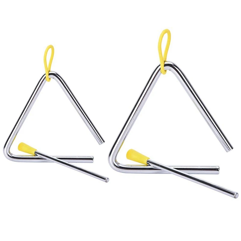 

Set Of 2 Percussion Musical Instrument Alloy Triple-cornered Instruments With Strikers