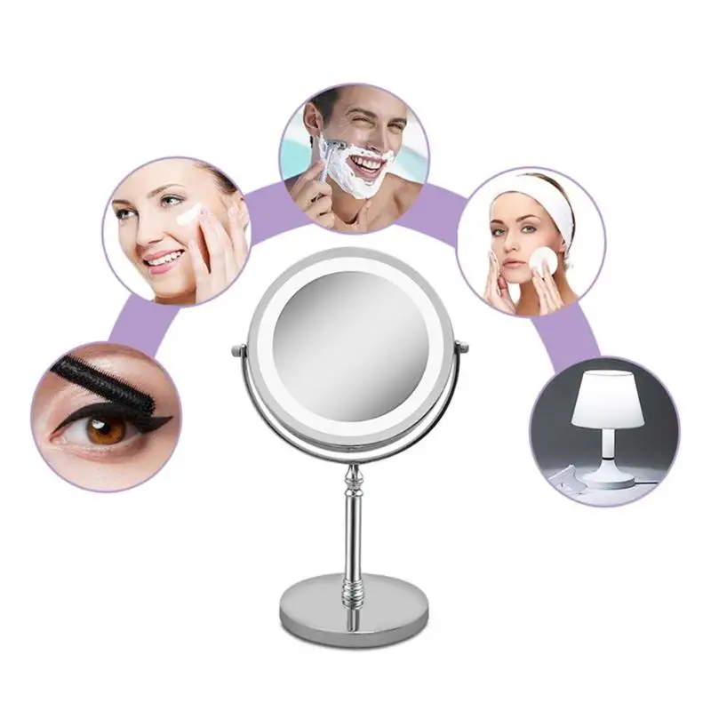 

10X Folding LED Makeup Mirror 360 Rotation Flexible Wall Mounted LED Makeup Mirror Makeup Tools Mirror with LED Light Dropship