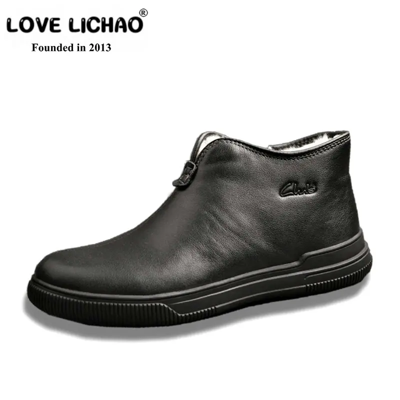 

Men Winter Snow Boots Size 38~44 Natural Wool Winter Boots Russian Style Full Grain Leather Handmade Fashion Mens Boots