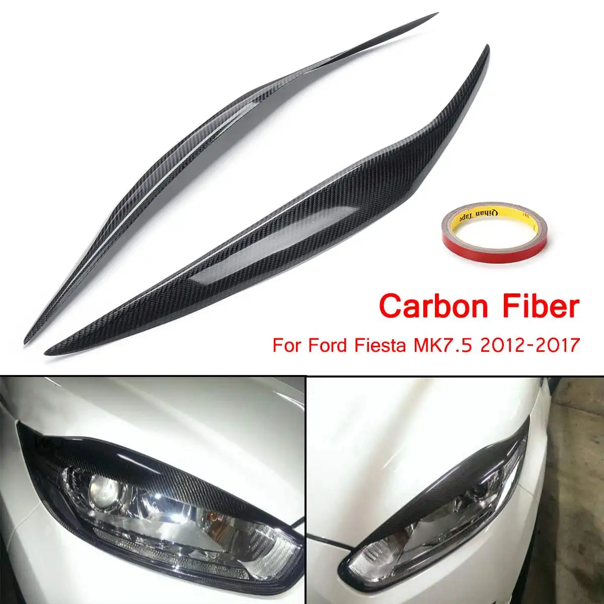 

Carbon Fiber Car Headlight Cover Eyebrow Eyelids For Ford/Fiesta MK7.5 2012-2017