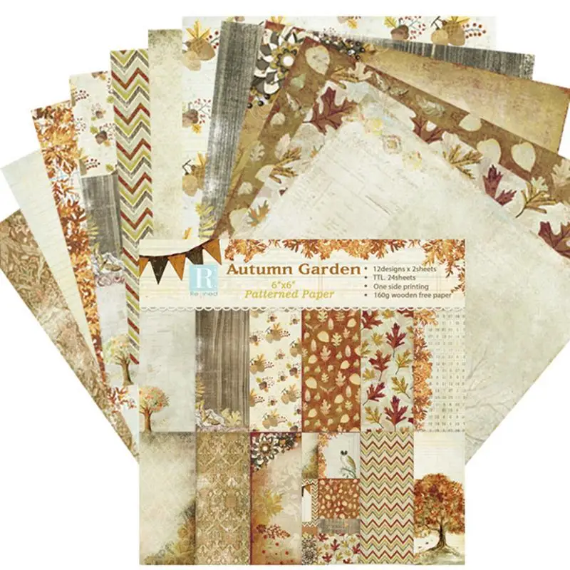 

24Pcs/set Notebook Greeting Card Printed Mixed Pattern Papercraft Art Paper Handmade Scrapbooking Kit Set DIY Album