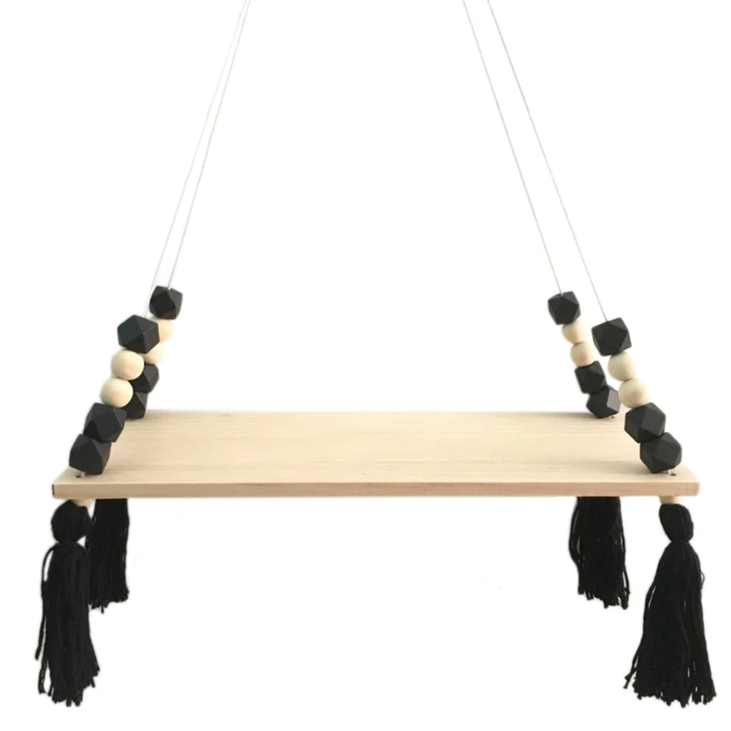 

Black Color Floating Wall Hanging Shelves Wooden Display Shelf Wall Mount Room Decors