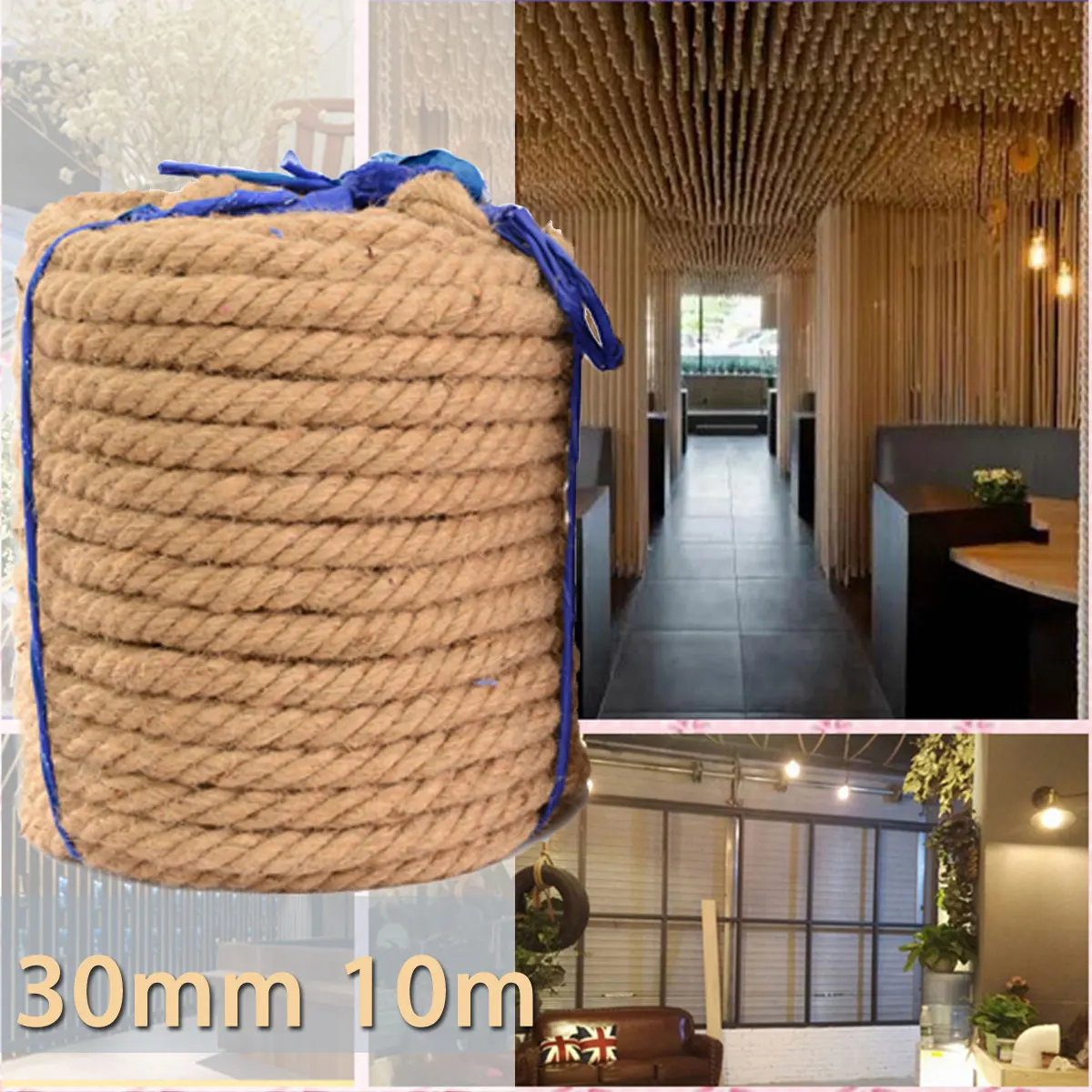 Goede KIWARM 30mm 10 m Jute Touw Touw Natuurlijke Hennep Koord Interieur DIY Decor Kat Huisdier Krassen Handgemaakte Decoratie