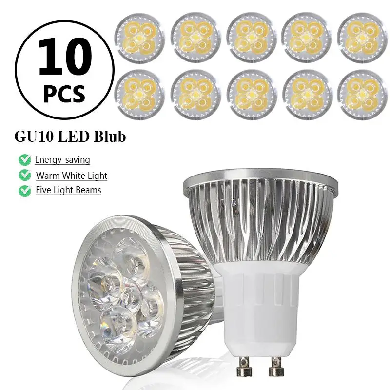 

10Pcs GU10 LED lamp 5W Warm White LED Spotlight Bulbs with Five Beams for Home Hotel Decoration Energy Saving Table Lamps Light