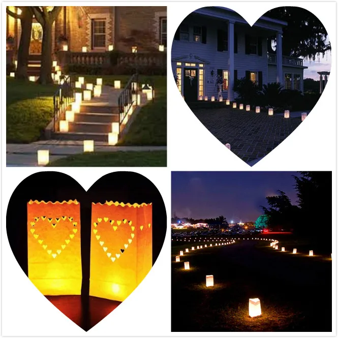 10 шт. праздничные фонарики сердце чай светильник держатель Luminaria бумажный пакет