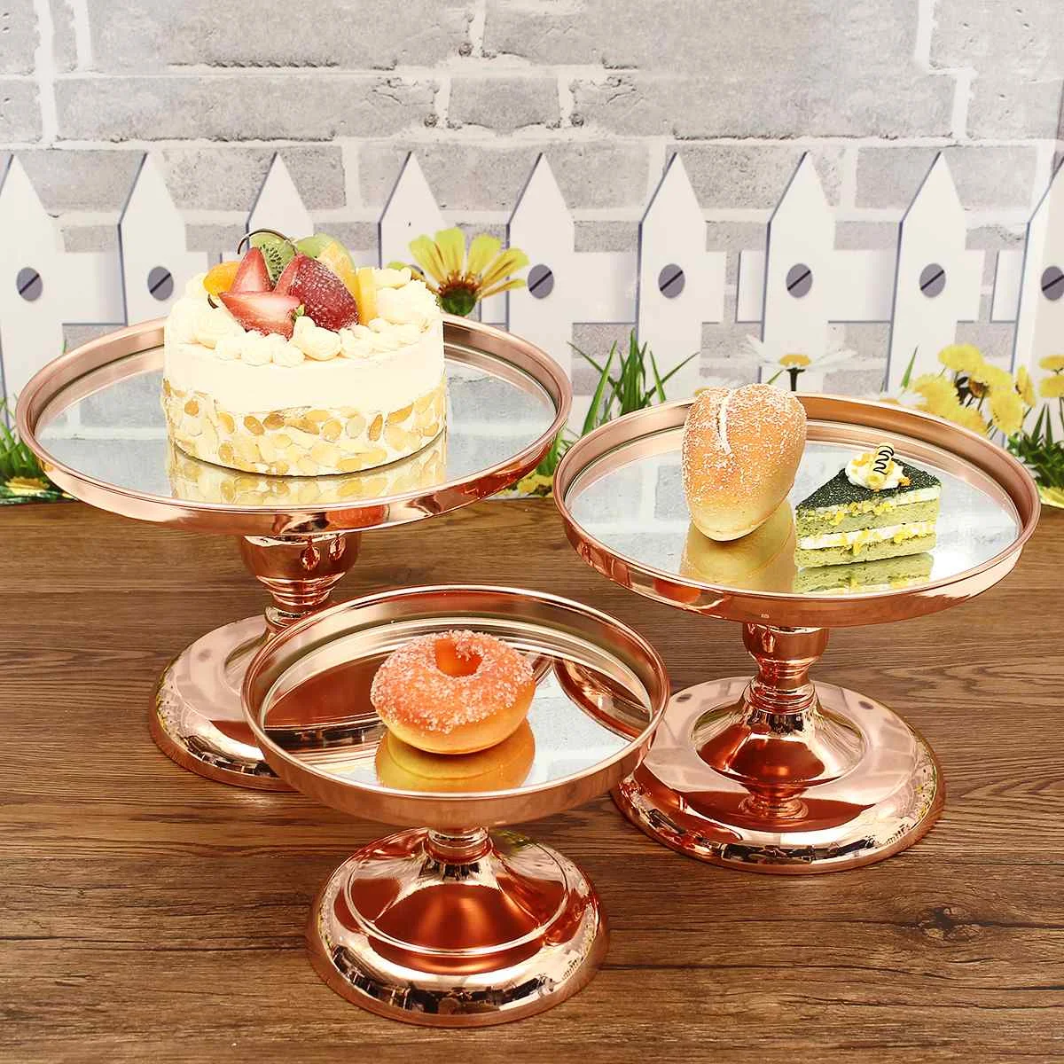 

12/10/8 inchs Rose Gold/Silver Cake Stand Cupcake Wedding Party Decoration Supplier Cake Tools Bakeware Decoration luxurious
