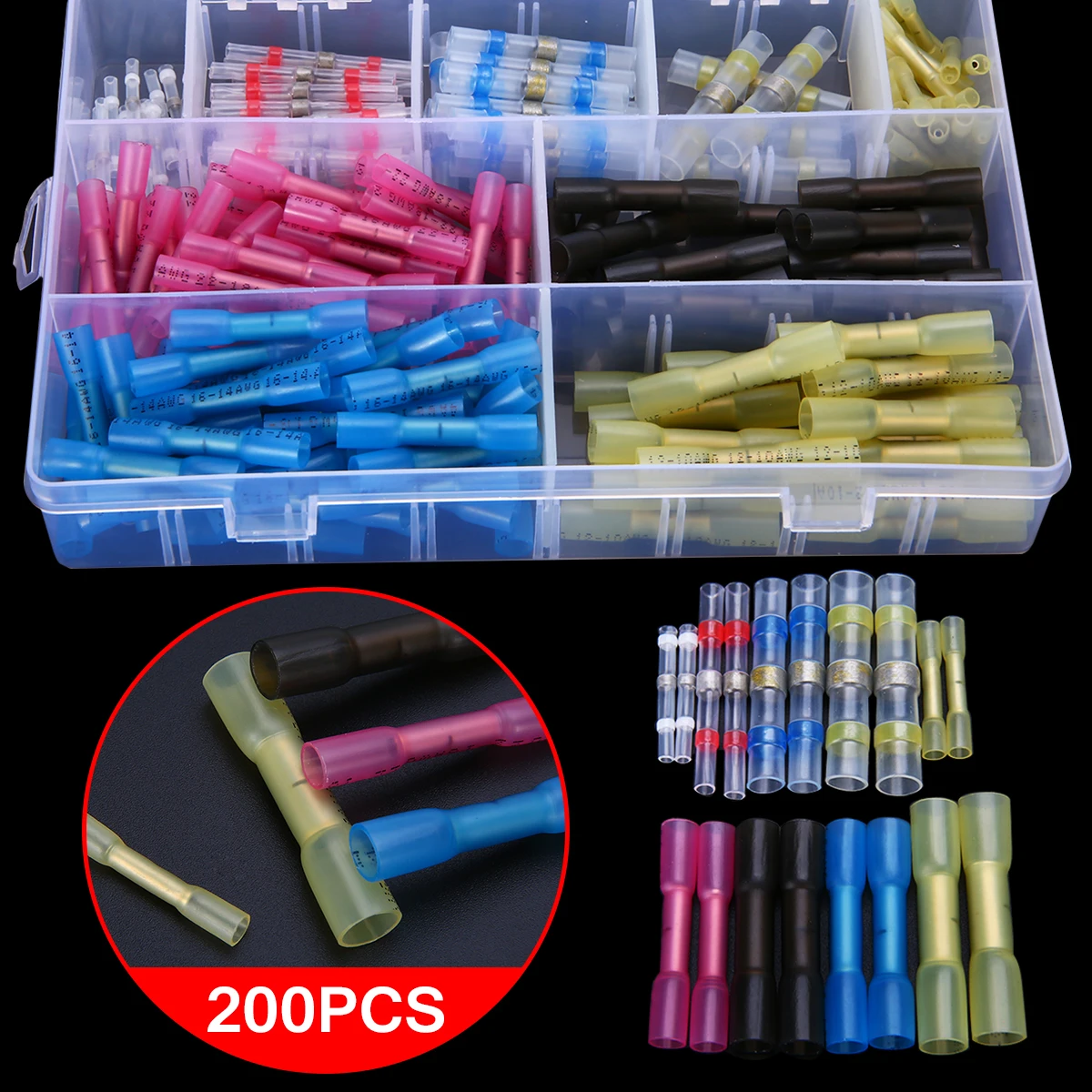 

200pcs New Heat Shrink Terminals Waterproof Soldering Connectors Insulated Heat Shrink Wire Connectors