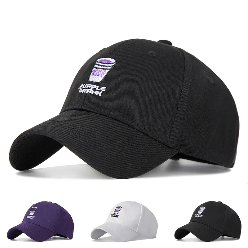 

High Quality Outdoor Baseball Cap For Men Summer Fun Drink Bottle Letter Embroidered Women Baseball Caps Purple Adjustable Hats