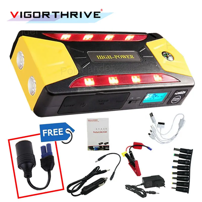 

Mini Multifunction Emergency Car Jump Starter Discharge Rate Diesel Auto Power Bank 12V Booster Start Jumper Battery Portable