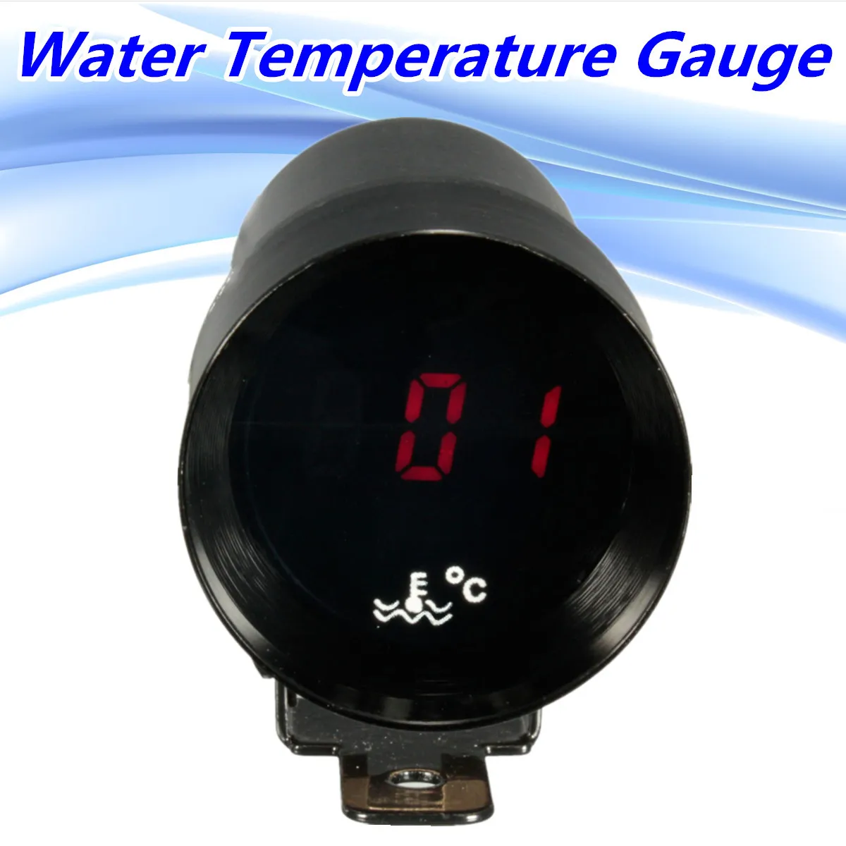 

12V 37mm Mini Micro Red LED Water Temperature Gauge Digital Smoked Len Black