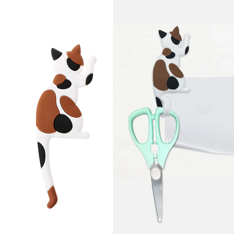 

Cartoon Cat Fridge Magnet Hook Refrigerator Sticker Message Holder Removable Kitchen Refrigerator Magnets Hooks Home Decor 1pcs