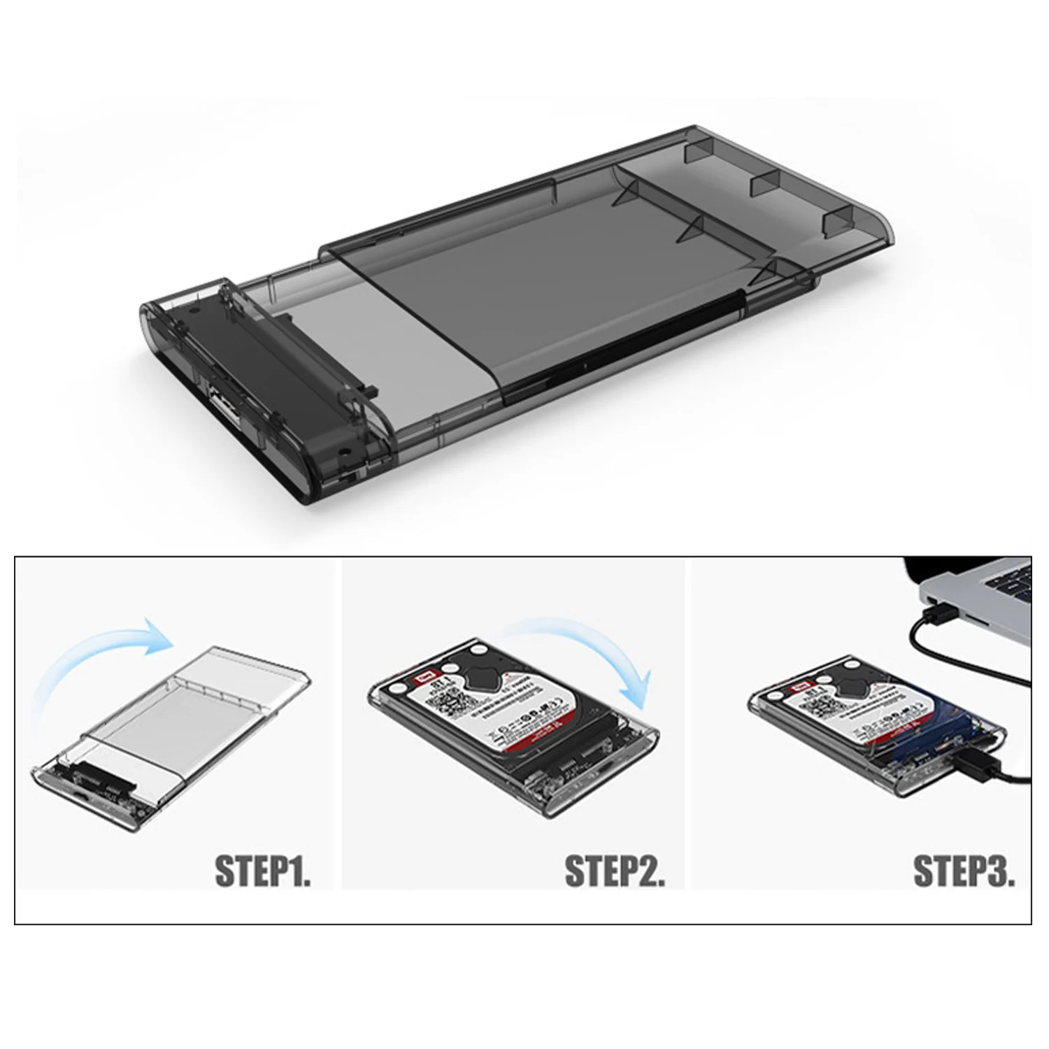 Прозрачный чехол Besegad для внешнего жесткого диска 2 5 дюйма 7 мм 9 SSD SATA HD HDD корпус USB