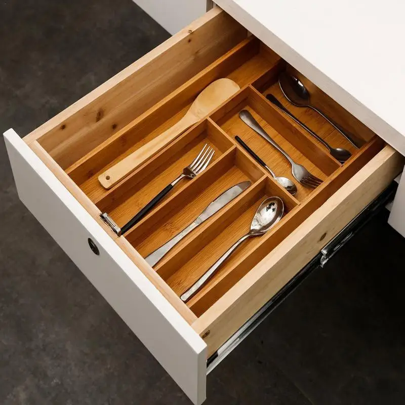 

Bamboo Drawer Storage Box Tableware Storage Box Kitchen Drawer Organizer