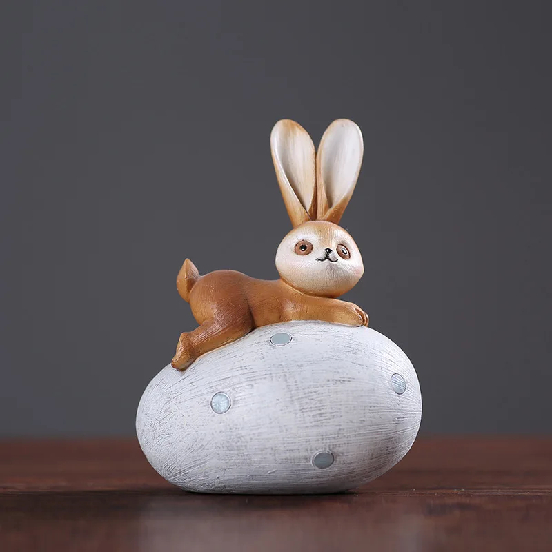 Кролик пасхальное украшение дома статуя кролика Kawaii аксессуары изделия из смолы