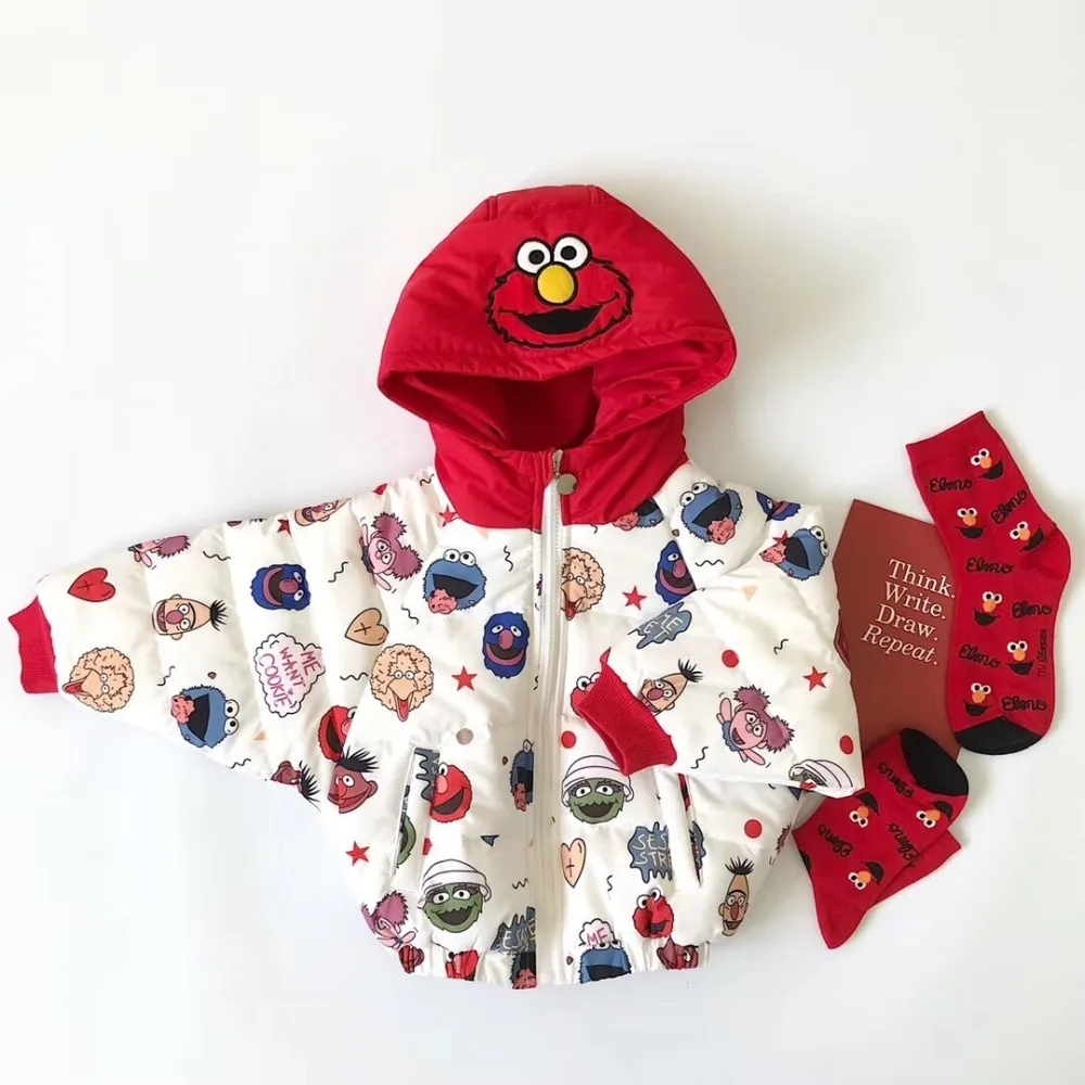 

Minichose New Girls Boys Jackets Fashion Cartoon Clothing Coat Baby Girl Winter Warm Casual Outerwear Sesame Street Kids Jackets