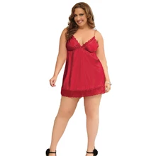 Пижамы для женщин Пеньюар сексуальное нижнее белье Ночная рубашка кружевное с v-образным вырезом тонкое женское ночное белье с открытой спиной большой размер